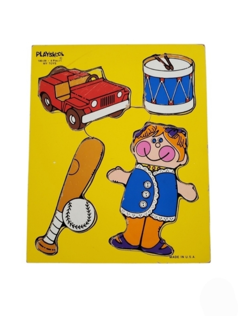 Playskool My Toys 4 Piece Wooden Tray Puzzle 180-09 Made In USA Vintage